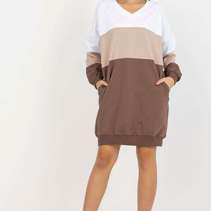 Cozy Parisian Heart Neckline Long Sleeve Sweatshirt Dress - Très Elite