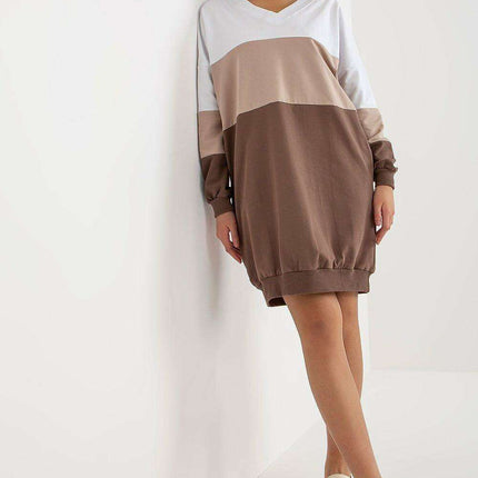 Cozy Parisian Heart Neckline Long Sleeve Sweatshirt Dress - Très Elite