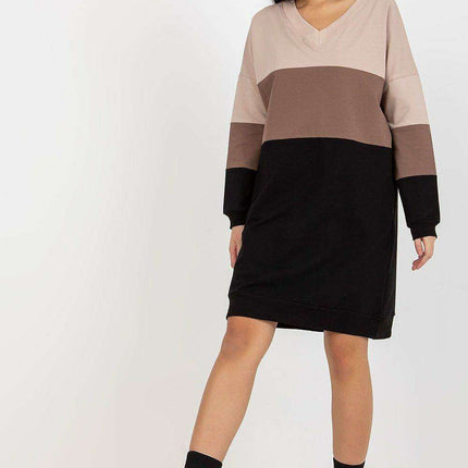 Cozy Parisian Heart Neckline Long Sleeve Sweatshirt Dress - Très Elite