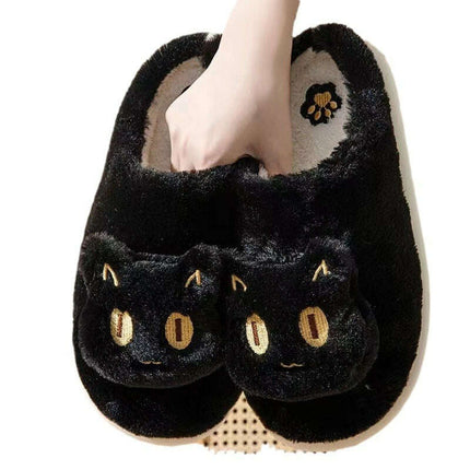 Cozy Plush Cat Face Slippers for Couples - Soft Cotton Slip-Ons for Winter Warmth - Très Elite