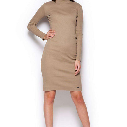 Cozy Ribbed Turtleneck Midi Dress for Autumn Elegance - Très Elite