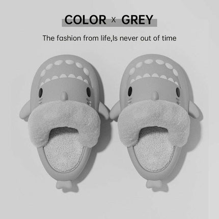 Cozy Shark Plush Slippers for Couples - Detachable Warm Fuzzy House Shoes..
