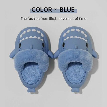 Cozy Shark Plush Slippers for Couples - Detachable Warm Fuzzy House Shoes - Très Elite
