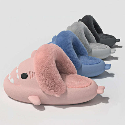 Cozy Shark Plush Slippers for Couples - Detachable Warm Fuzzy House Shoes - Très Elite