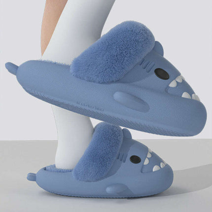 Cozy Shark Plush Slippers for Couples - Detachable Warm Fuzzy House Shoes - Très Elite