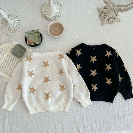 Cozy Star Print Knitted Cardigan for Kids - Autumn Sweater for Boys and Girls - Très Elite