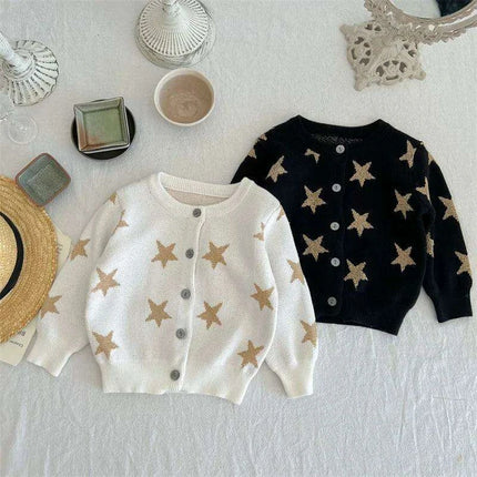 Cozy Star Print Knitted Cardigan for Kids - Autumn Sweater for Boys and Girls - Très Elite