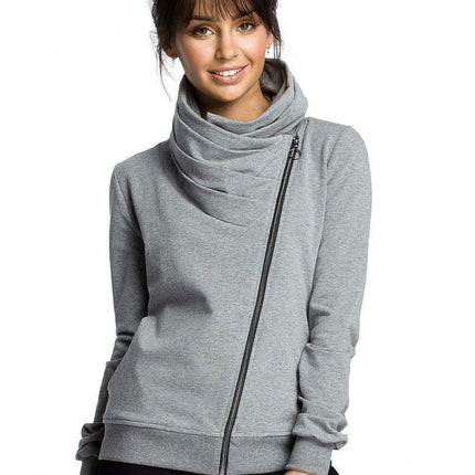 Cozy Zip-Up Draped Sweatshirt - Très Elite
