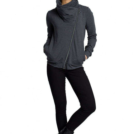 Cozy Zip-Up Draped Sweatshirt - Très Elite