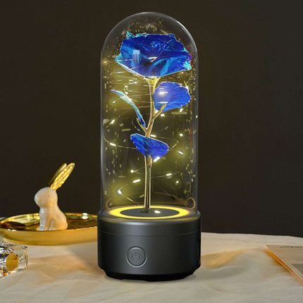 Creative 2 In 1 Rose Flowers LED Light And Bluetooth-compatible Speaker Valentine's Day Gift Rose Luminous Night Light Ornament In Glass Cover..