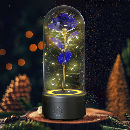 Creative 2 In 1 Rose Flowers LED Light And Bluetooth-compatible Speaker Valentine's Day Gift Rose Luminous Night Light Ornament In Glass Cover..