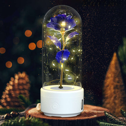 Creative 2 In 1 Rose Flowers LED Light And Bluetooth-compatible Speaker Valentine's Day Gift Rose Luminous Night Light Ornament In Glass Cover..