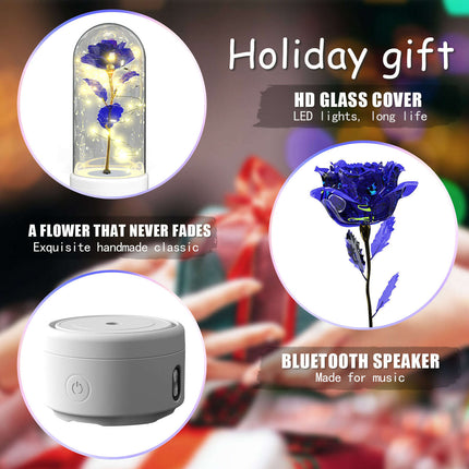 Creative 2 In 1 Rose Flowers LED Light And Bluetooth-compatible Speaker Valentine's Day Gift Rose Luminous Night Light Ornament In Glass Cover - Très Elite