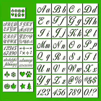 Creative Alphabet and Number Stencils Kit - 45 Sheets for Artistic Face Albums, Painting, and Graffiti Projects - Très Elite