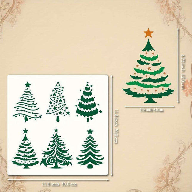 Creative Christmas Stencils Set - Reusable Templates for Festive Tree and Star Crafts