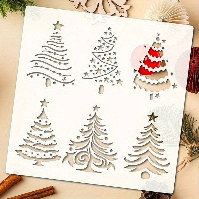 Creative Christmas Stencils Set - Reusable Templates for Festive Tree and Star Crafts
