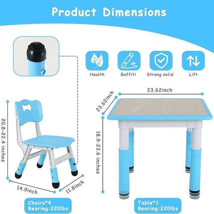 Creative Kids Adjustable Table and Chair Set with Interactive Graffiti Surface - Ideal for Ages 2-10 - Très Elite