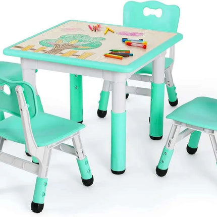 Creative Kids Adjustable Table and Chair Set with Interactive Graffiti Surface - Ideal for Ages 2-10..