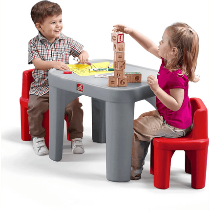 Creative Playtime Table and Chair Set for Kids in Gray and Red - Très Elite