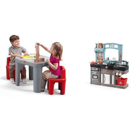 Creative Playtime Table and Chair Set for Kids in Gray and Red - Très Elite