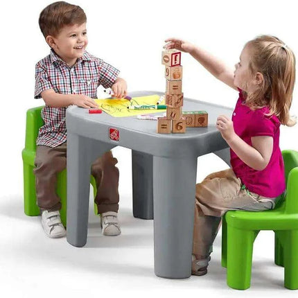 Creative Playtime Table and Chair Set for Kids in Gray and Red..