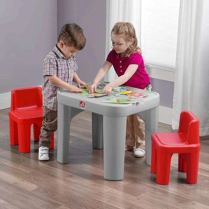 Creative Playtime Table and Chair Set for Kids in Gray and Red - Très Elite