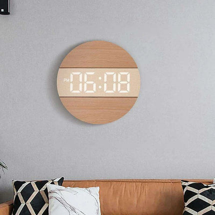 Creative Wooden Digital Wall Clock with Automatic Brightness Adjustment - Très Elite