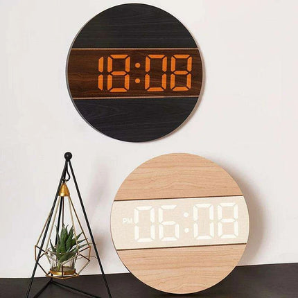Creative Wooden Digital Wall Clock with Automatic Brightness Adjustment - Très Elite