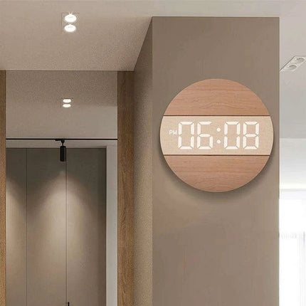 Creative Wooden Digital Wall Clock with Automatic Brightness Adjustment - Très Elite