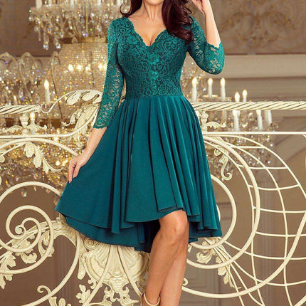 Crimson Elegance Asymmetrical Evening Gown from Europe - Très Elite