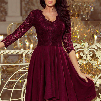 Crimson Elegance Asymmetrical Evening Gown from Europe - Très Elite
