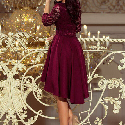 Crimson Elegance Asymmetrical Evening Gown from Europe - Très Elite