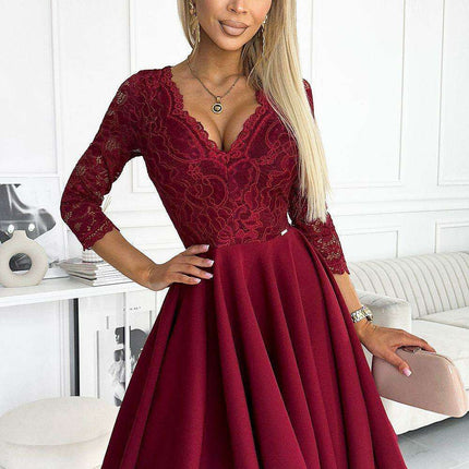 Crimson Elegance Asymmetrical Evening Gown from Europe - Très Elite