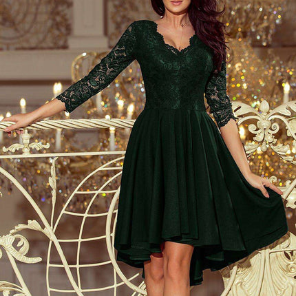 Crimson Elegance Asymmetrical Evening Gown from Europe - Très Elite