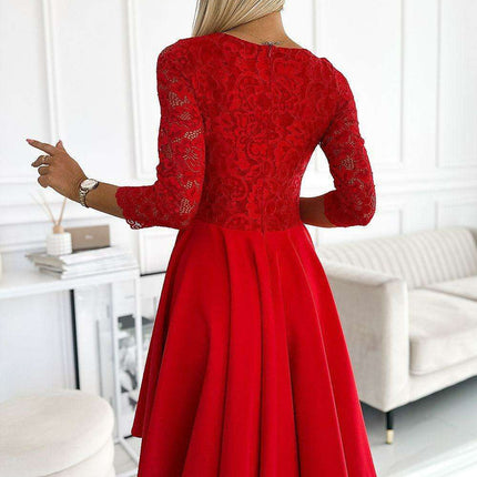 Crimson Elegance Asymmetrical Evening Gown from Europe - Très Elite