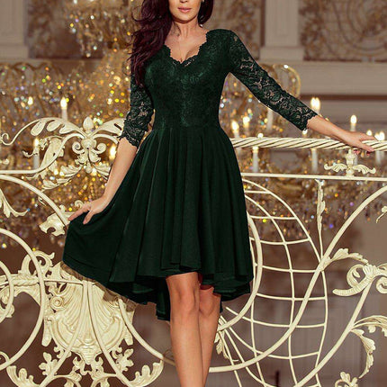 Crimson Elegance Asymmetrical Evening Gown from Europe - Très Elite