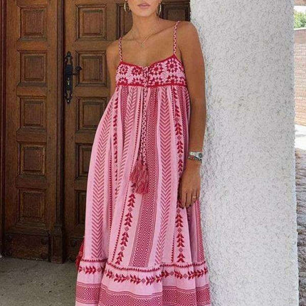 Crochet Patchwork Slip Dress with Ethnic Knit Accents