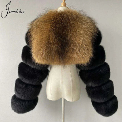 Cropped Women's Fox Fur Jacket: Ultimate Winter Elegance - Très Elite