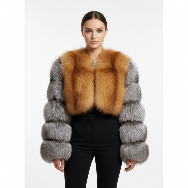 Cropped Women's Fox Fur Jacket: Ultimate Winter Elegance