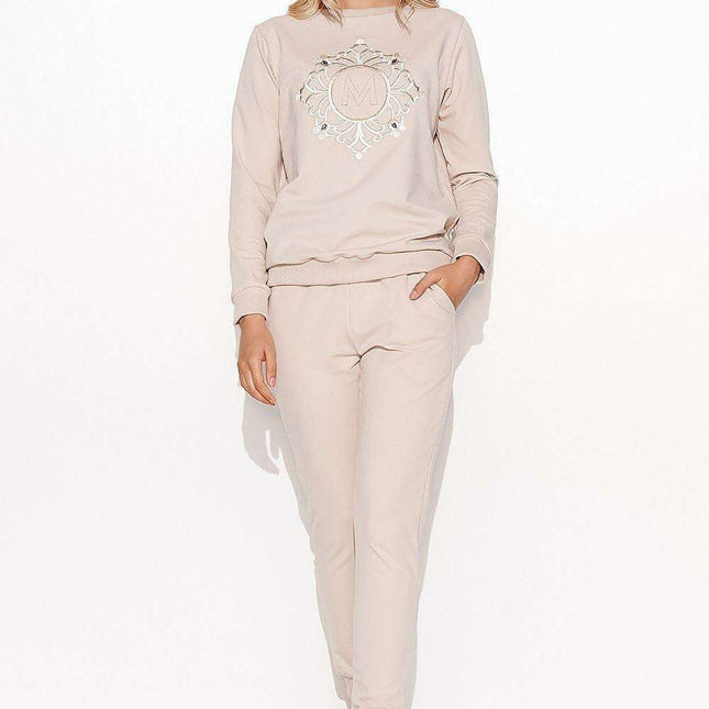 Crystal-Adorned Makadamia Loungewear Set - Très Elite