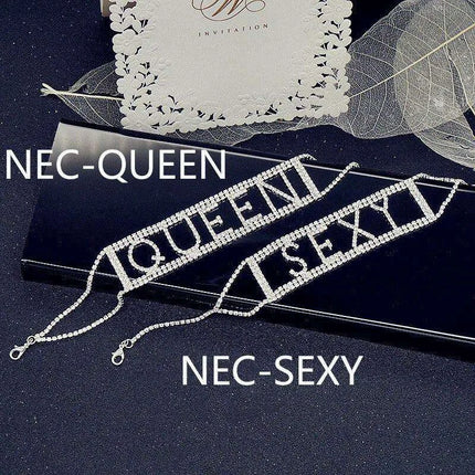 Crystal Charm: Love Letter Rhinestone Choker Necklace - Très Elite