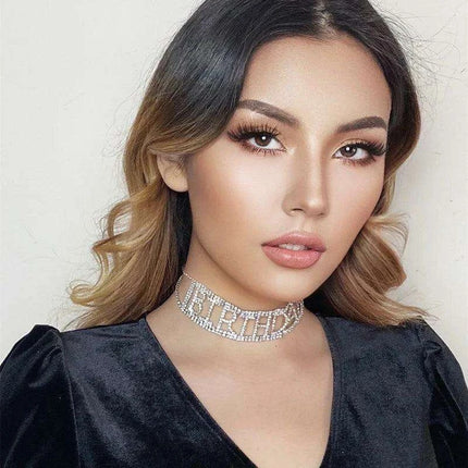 Crystal Charm: Love Letter Rhinestone Choker Necklace - Très Elite