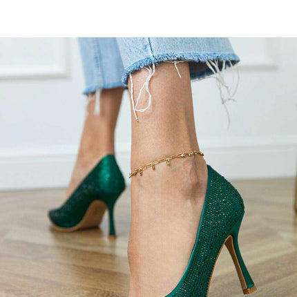 Crystal Embellished Green High Heels – Women's Pointed Toe Pumps 8.5cm - Très Elite