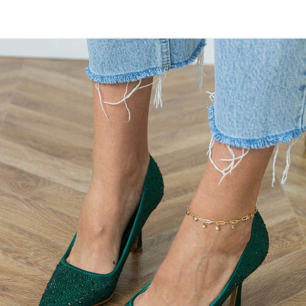 Crystal Embellished Green High Heels – Women's Pointed Toe Pumps 8.5cm - Très Elite