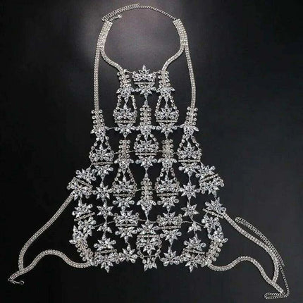 Crystal Rhinestone Bralette with Chic Geometric Body Chain - Très Elite
