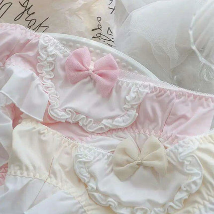 Curvy Women's 4XL Bow-Decorated Milk Silk Briefs - Stretchy Lolita Princess Style - Très Elite
