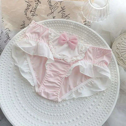 Curvy Women's 4XL Bow-Decorated Milk Silk Briefs - Stretchy Lolita Princess Style - Très Elite