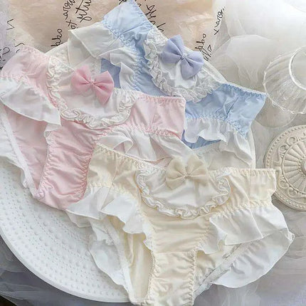 Curvy Women's 4XL Bow-Decorated Milk Silk Briefs - Stretchy Lolita Princess Style - Très Elite