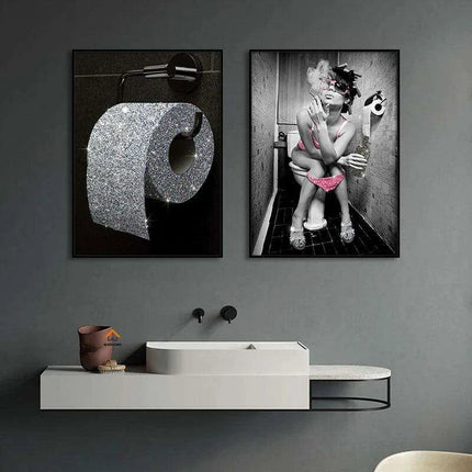 Custom Elegant Nude Canvas Art for a Luxurious Bathroom Retreat - Très Elite