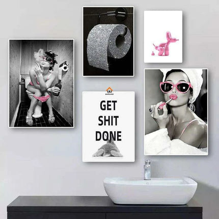 Custom Elegant Nude Canvas Art for a Luxurious Bathroom Retreat - Très Elite